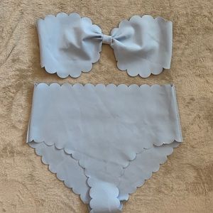 Misguided scalloped high-waist strapless bikini